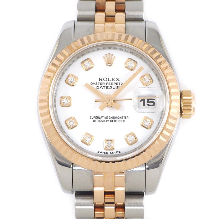 ロレックス Rolex 腕時計 デイトジャスト 179171G Z番 2006年 10ポイント ダイヤインデックス ホワイト文字盤 デイト エバーローズゴールド SS 自動巻き 【中古】