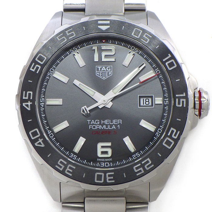 タグ・ホイヤー TAG Heuer 腕時計 フォーミュラ1 キャリバー5 WAZ2011.BA0842 デイト 回転ベゼル 夜光インデックス 夜光針 サンレイ グレー文字盤 SS セラミック 自動巻き 【箱・保付き】 【中古】