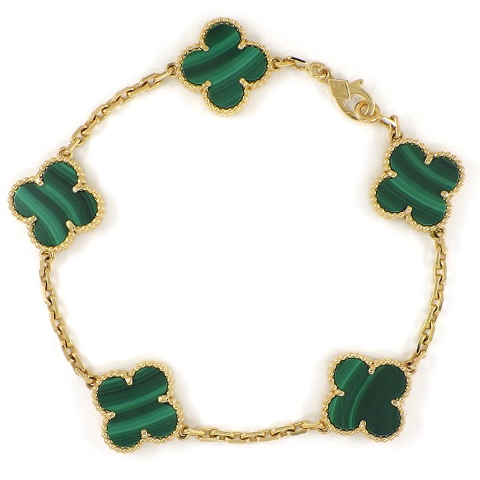 ヴァンクリーフ＆アーペル Van Cleef & Arpels ブレスレット ヴィンテージアルハンブラ 5モチーフ VCARL80900 マラカイト K18YG 【中古】