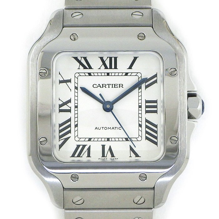 カルティエ Cartier 腕時計 サントス MM WSSA0010 スクエア シルバー文字盤 ローマンインデックス SS 自動巻き 【箱・保付き】 【中古】