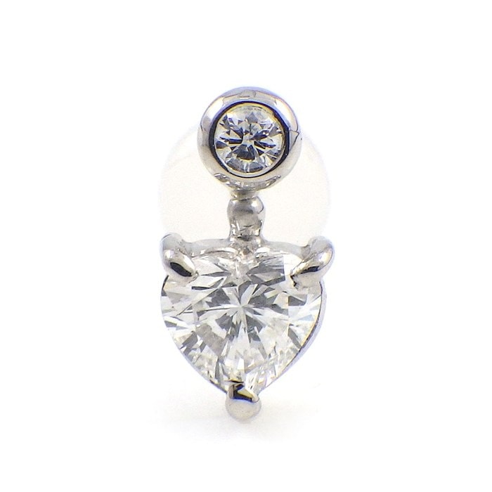【ダイヤモンド】 ピアス ハートシェイプ ダイヤモンド 0.279ct (F/SI1) ラウンドカット ダイヤモンド 0.06ct PT900 ※片方のみ 【中古】