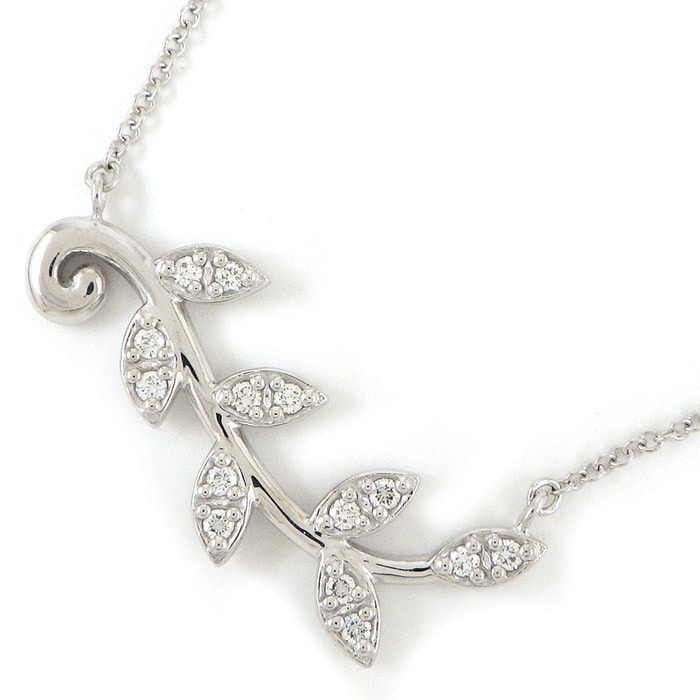 ティファニー Tiffany & Co. ネックレス オリーブリーフ クライマー ダイヤモンド K18WG 【中古】