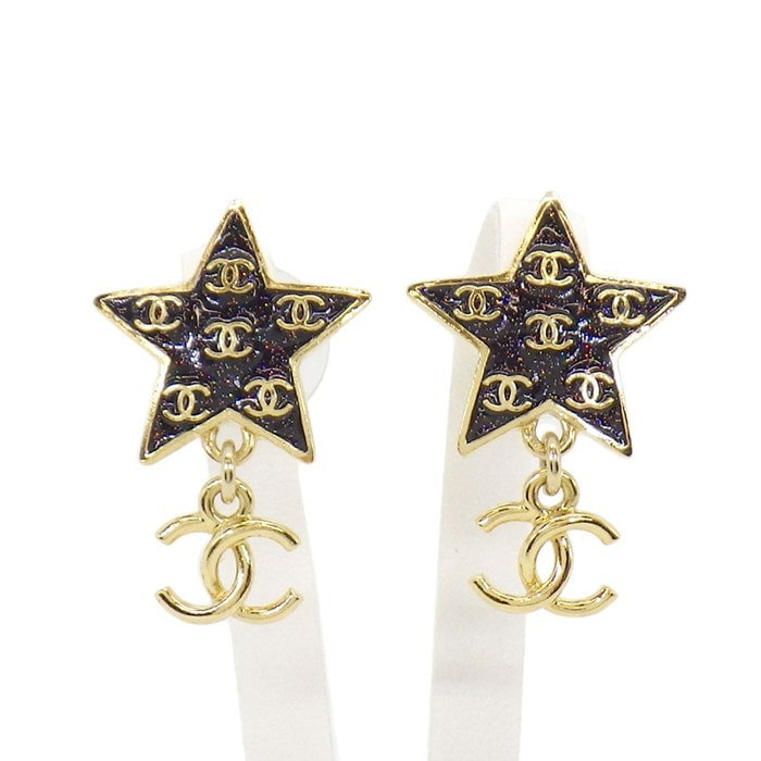 シャネル CHANEL ピアス スターモチーフ ココマーク ABC697 C24C 2024年製 GP レジン 【中古】