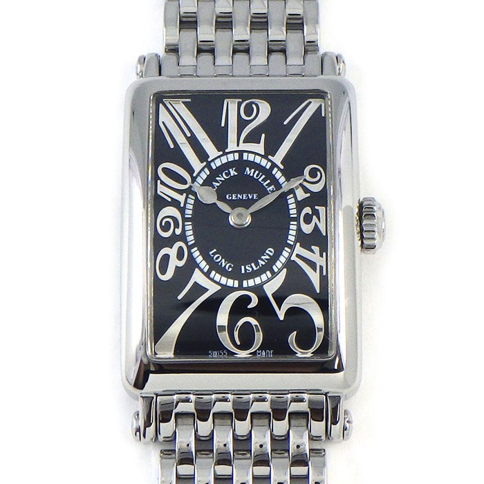 フランクミュラー FRANCK MULLER 腕時計 ロングアイランド 902QZRELIEF AC レクタンギュラー ブラック ギョーシェ文字盤 SS クオーツアナログ 【中古】