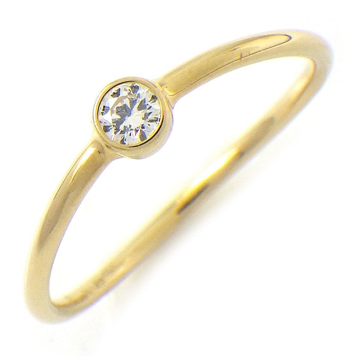 ティファニー Tiffany & Co. リング ウェーブ シングルロウ 60016986 1ポイント ダイヤモンド 0.06ct K18YG 11号 【中古】