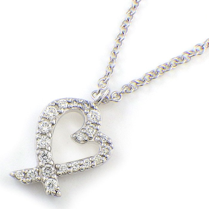 ティファニー Tiffany & Co. ネックレス ラヴィング ラビング ハート ダイヤモンド K18WG 【中古】