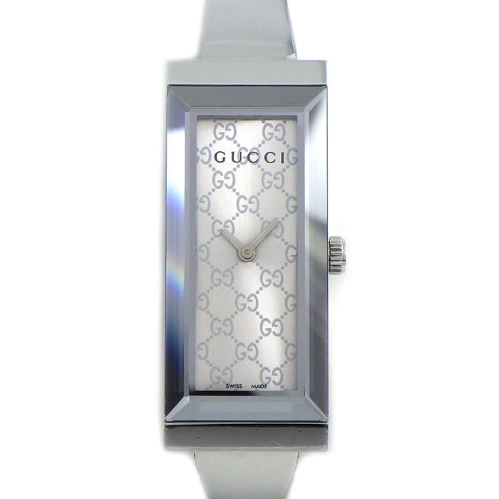 グッチ GUCCI 腕時計 レクタングル 127.5 GG柄 サンレイ シルバー文字盤 SS クオーツアナログ 【中古】