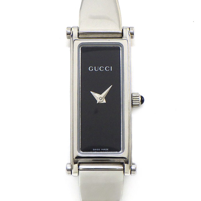 グッチ GUCCI 腕時計 ブレスウォッチ 1500L レクタンギュラー ブラック文字盤 ホースビット クラスプ SS クオーツアナログ 【箱・保付き】 【中古】