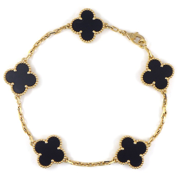 ヴァンクリーフ＆アーペル Van Cleef & Arpels ブレスレット ヴィンテージアルハンブラ 5モチーフ VCARA41300 オニキス K18YG 【中古】