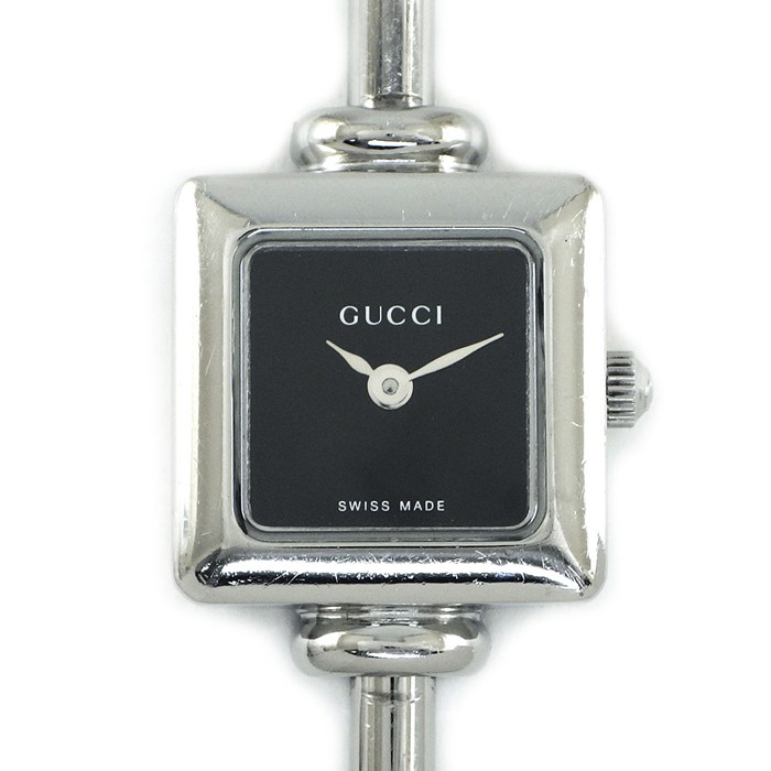 グッチ GUCCI 腕時計 バングルウォッチ スクエア 1900L ブラック文字盤 SS クオーツアナログ 【中古】