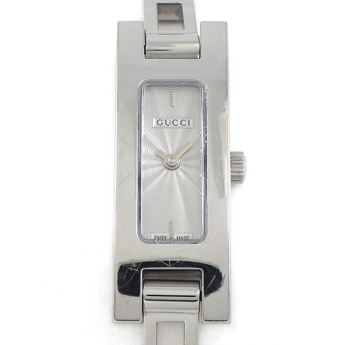 グッチ GUCCI 腕時計 バングルウォッチ 3900L レクタンギュラー シルバー ギョーシェ文字盤 SS クオーツアナログ 【中古】