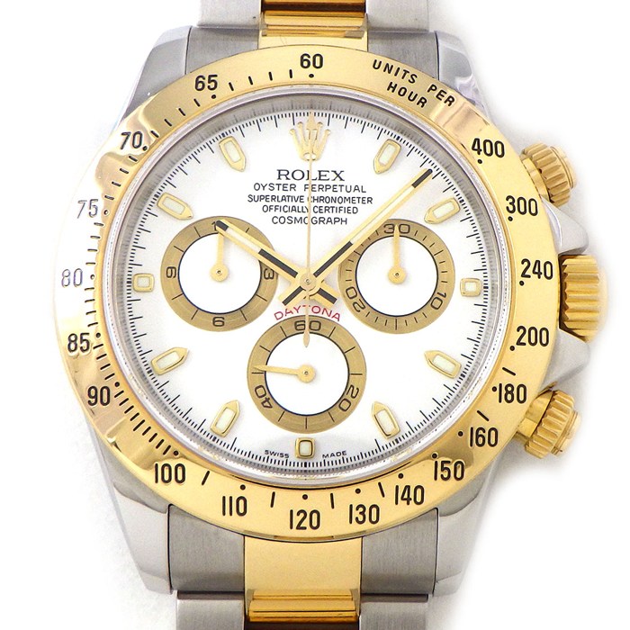 ロレックス Rolex 腕時計 コスモグラフ デイトナ 116523 Z番 2006年製 ホワイト文字盤 クロノグラフ タキメーター スモールセコンド K18YG SS 自動巻き 【箱・保付き】 【中古】
