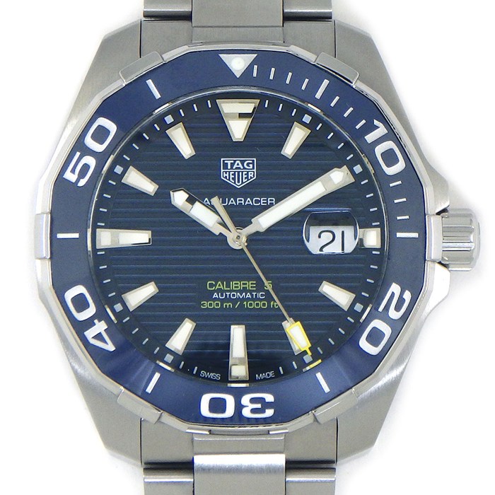 タグ・ホイヤー TAG Heuer 腕時計 アクアレーサー キャリバー5 WAY201B.BA0927 ブルー文字盤 デイト 夜光針/インデックス 回転ベゼル セラミック SS 自動巻き 【箱・保付き】 【中古】