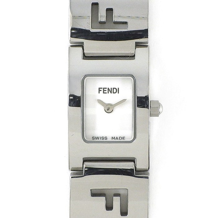 フェンディ FENDI 腕時計 ステラ 3150L レクタンギュラー ホワイト文字盤 ロゴ ブレスレット SS クオーツアナログ 【中古】