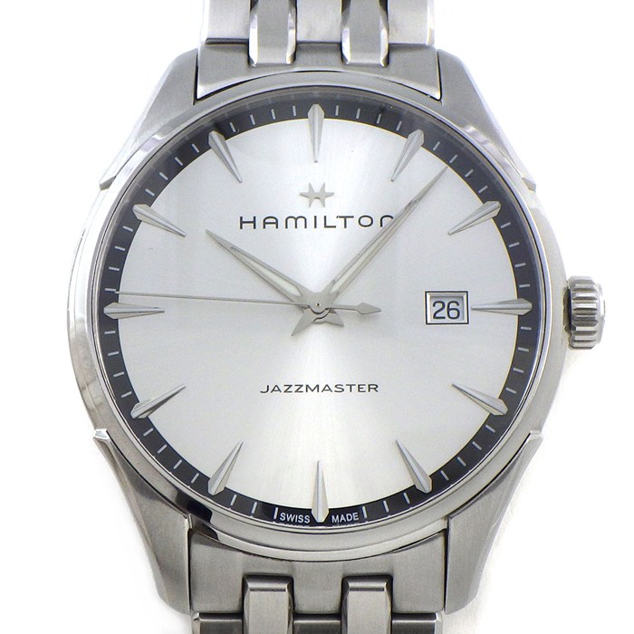 ハミルトン Hamilton 腕時計 ジャズマスター ジェント H324510/H32451151 デイト サンレイ シルバー文字盤 SS クオーツアナログ 【箱・保付き】 【中古】