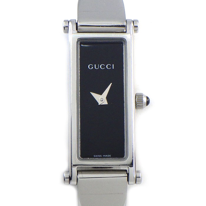 グッチ GUCCI 腕時計 ブレスウォッチ 1500L レクタンギュラー ブラック文字盤 ホースビット クラスプ SS クオーツアナログ 【中古】