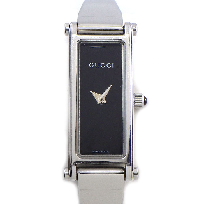 グッチ GUCCI 腕時計 ブレスウォッチ 1500L レクタンギュラー ブラック文字盤 ホースビット クラスプ SS クオーツアナログ 【中古】