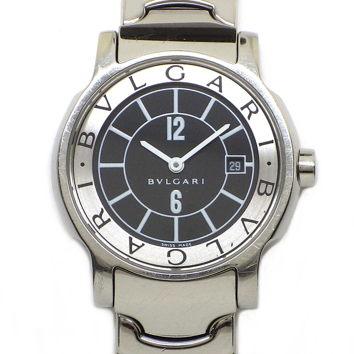 ブルガリ BVLGARI 腕時計 ソロテンポ ST29S デイト ブラック文字盤 SS クオーツアナログ 【中古】