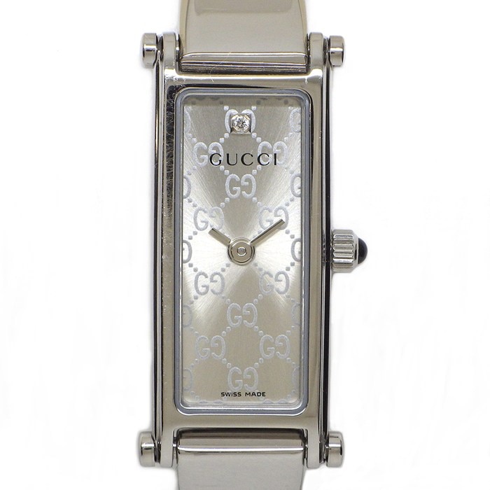 グッチ GUCCI 腕時計 ブレスウォッチ 1500L 1ポイント ダイヤインデックス GG柄 シルバー文字盤 SS クオーツアナログ 【中古】