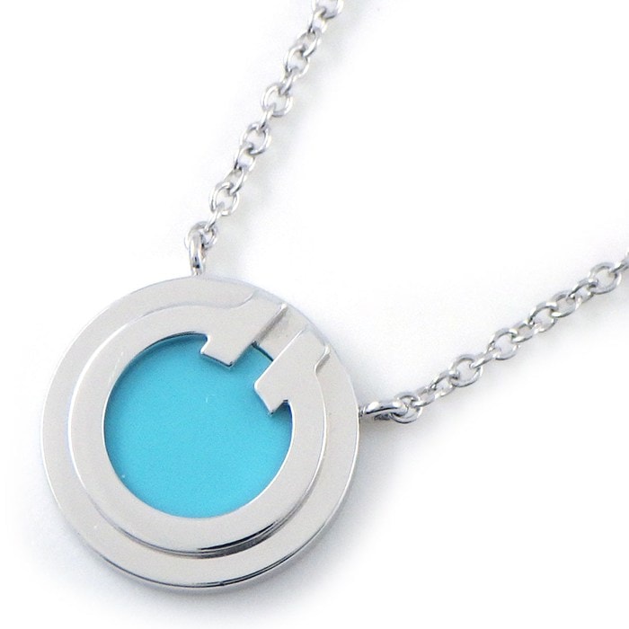 ティファニー Tiffany & Co. ネックレス T TWO Ｔ トゥー サークル ターコイズ トルコ石 K18WG 【中古】
