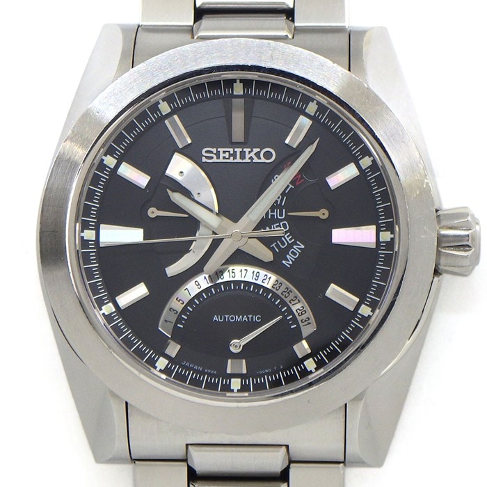 セイコー SEIKO 腕時計 ブライツ アナンタ メカニカル ダブルレトログラード SAEC001/6R24-00A0 デイデイト 裏スケ パワーリザーブ表示 夜光 ブラック文字盤 SS 自動巻き 【箱・保付き】 【中古】