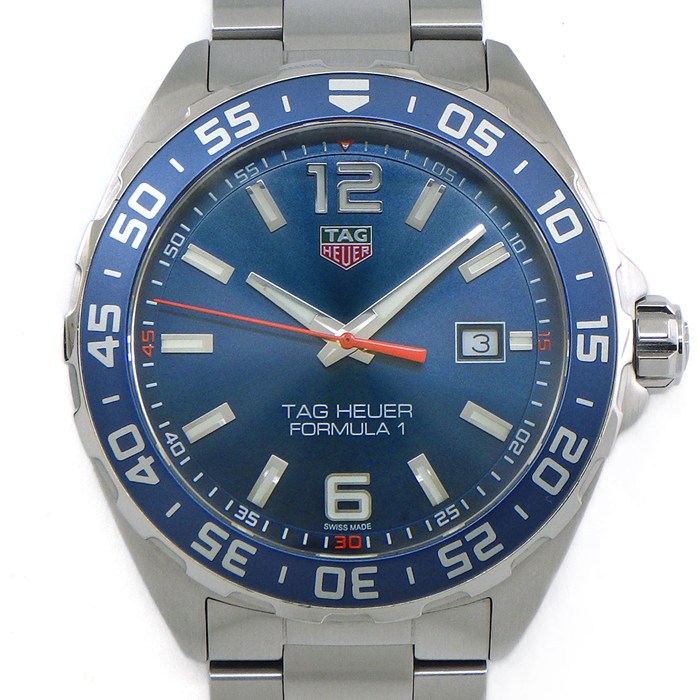 タグ・ホイヤー TAG Heuer 腕時計 フォーミュラ1 デイト WAZ1010.BA0842 回転ベゼル 夜光インデックス 夜光針 サンレイ ブルー文字盤 SS クオーツアナログ 【中古】
