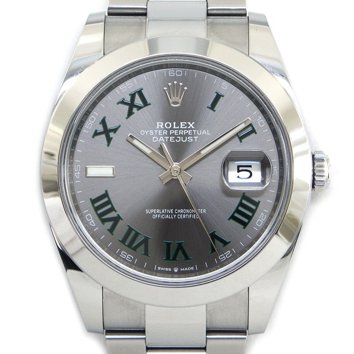 ロレックス Rolex 腕時計 デイトジャスト 126300 ランダムシリアル ルーレット刻印 スレート文字盤 ローマンインデックス デイト SS 自動巻き 【箱・保付き】 【中古】