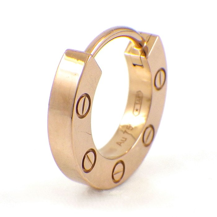 カルティエ Cartier ピアス ラブ フープ B8301422 オンライン限定モデル K18PG ※片方のみ 【中古】