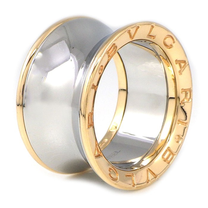 ブルガリ BVLGARI リング B-zero1 ビーゼロワン アニッシュカープア コラボ ロゴ ワイド K18PG SS 11号 / #52 【中古】