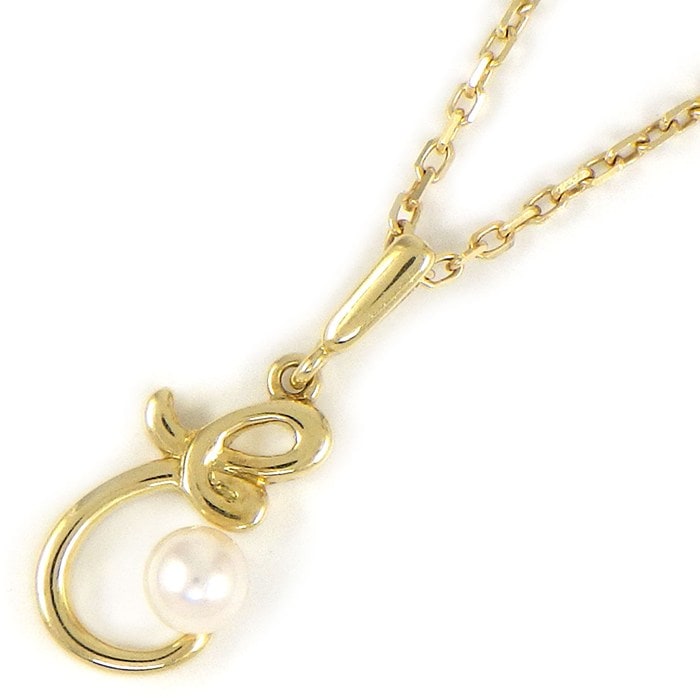 ミキモト MIKIMOTO ネックレス イニシャル E 1ポイント アコヤ真珠 3.5mm珠 K18YG 【中古】