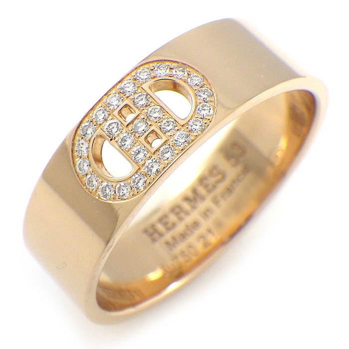 エルメス HERMES リング Hダンクル PM H115601B 27ポイント ダイヤモンド 計0.07ct K18PG 13号 / #53 【中古】