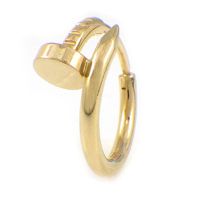 カルティエ Cartier シングルピアス ジュストアンクル ミニモデル B8301446 フープ 釘モチーフ K18YG ※片方のみ 【中古】