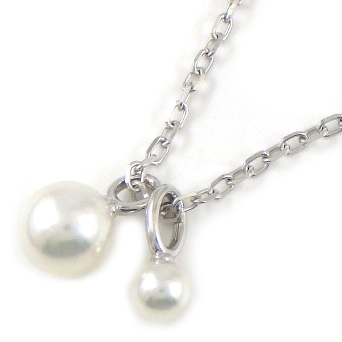 ミキモト MIKIMOTO ネックレス 2 パールモチーフ 3.5mm珠 5.5mm珠 K18WG 【中古】