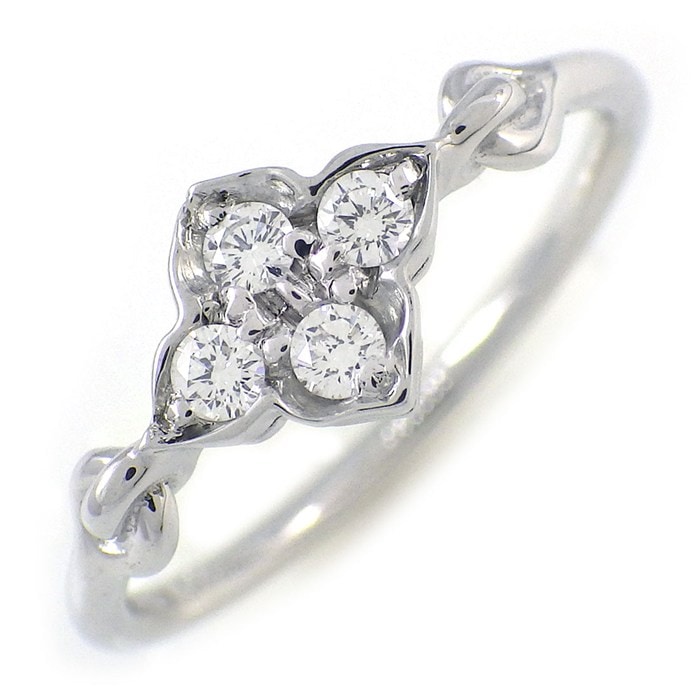 カルティエ Cartier リング ヒンドゥ B4032949 ロータス スイレン 4ポイント ダイヤモンド K18WG 8.5号 / #49 【中古】