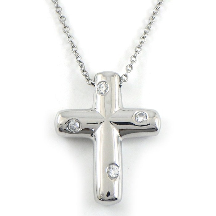 ティファニー Tiffany & Co. ネックレス ドッツクロス 4ポイント ダイヤモンド PT950 【中古】