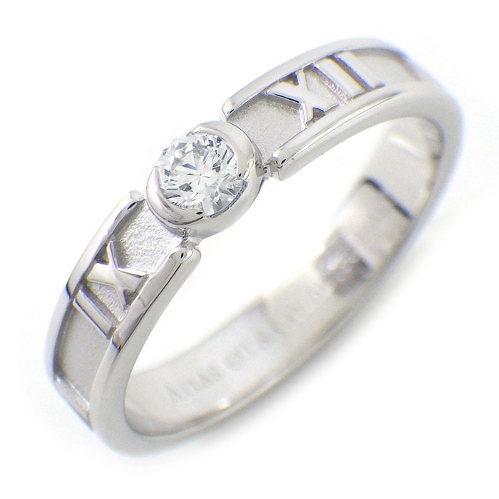 ティファニー Tiffany & Co. リング アトラス 1ポイント ダイヤモンド K18WG 10号 【中古】