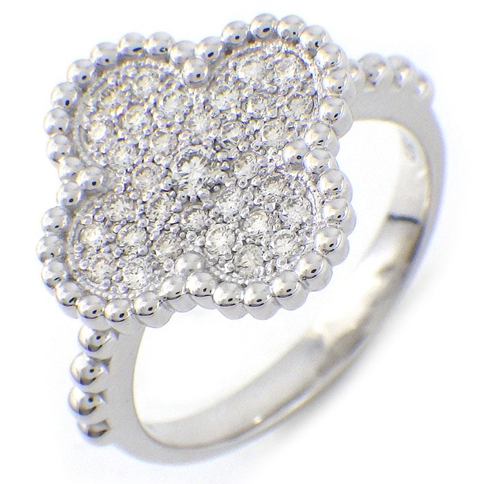 【ダイヤモンド】 リング フラワーモチーフ パヴェ ダイヤモンド 計0.30ct K18WG 11号 【中古】