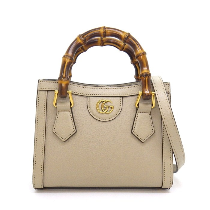 グッチ GUCCI ハンドバッグ/ショルダーバッグ ダイアナ スモール トートバッグ 702732 ベージュ レザー ゴールド金具 【中古】