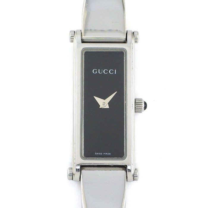 グッチ GUCCI 腕時計 ブレスウォッチ 1500L ホースビット レクタンギュラー ブラック文字盤 SS クオーツアナログ 【中古】