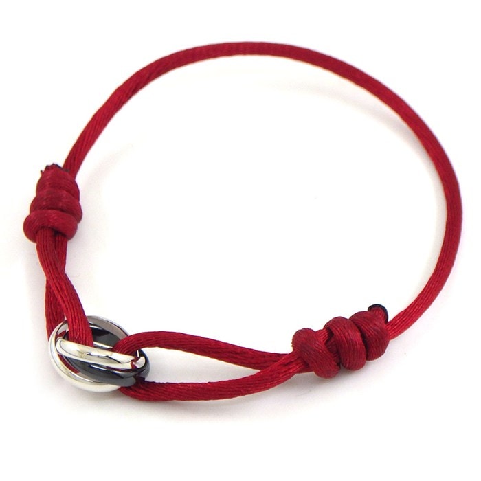 カルティエ Cartier ブレスレット トリニティ ブラック セラミック レッド コットンコード K18WG 【中古】