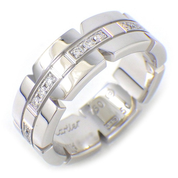 カルティエ Cartier リング タンクフランセーズ ダイヤモンド K18WG 10号 / #50 【中古】