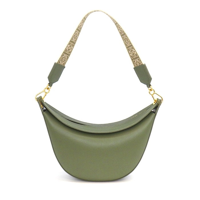 ロエベ LOEWE ショルダーバッグ ルナ スモール A923PM1X01 3949 アボカドグリーン シルクカーフスキン ゴートスキン ゴールド金具 【中古】