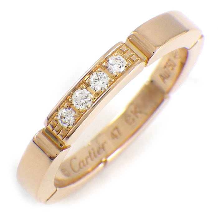 カルティエ Cartier リング マイヨンパンテール ウェディング バンド B4080547 4ポイント ダイヤモンド 計0.05ct K18PG 7号 / #47 【中古】