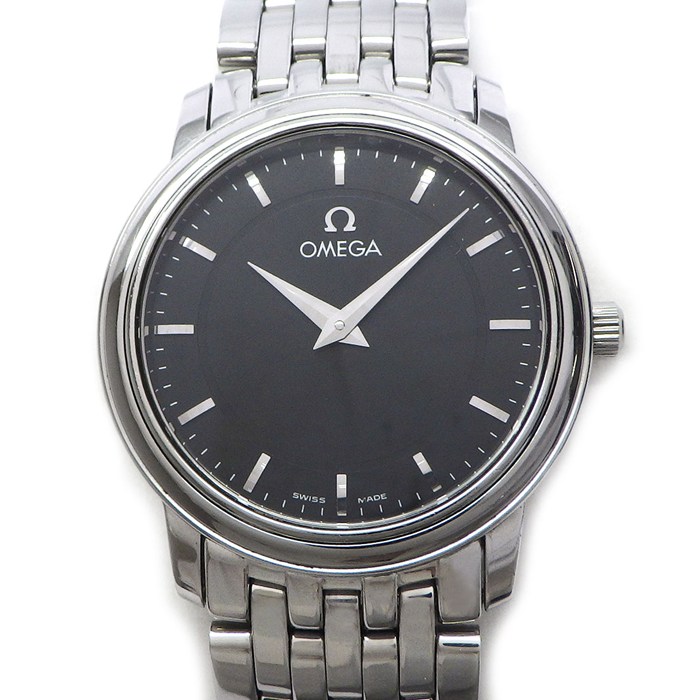 オメガ OMEGA 腕時計 デ・ヴィル プレステージ 4580.51 ブラック文字盤 SS クオーツアナログ 【中古】