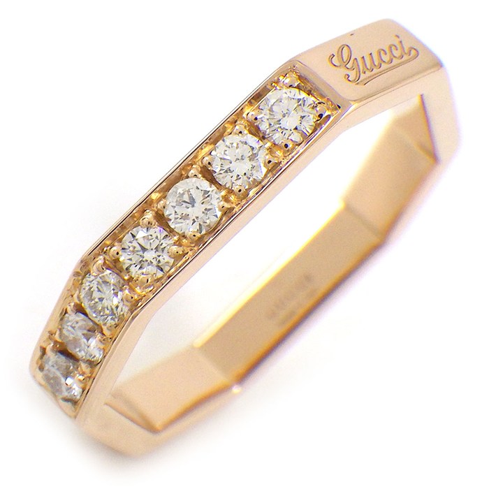 グッチ GUCCI リング オクタゴナル スクエア ロゴ ダイヤモンド K18PG 8.5号 / #9 【中古】