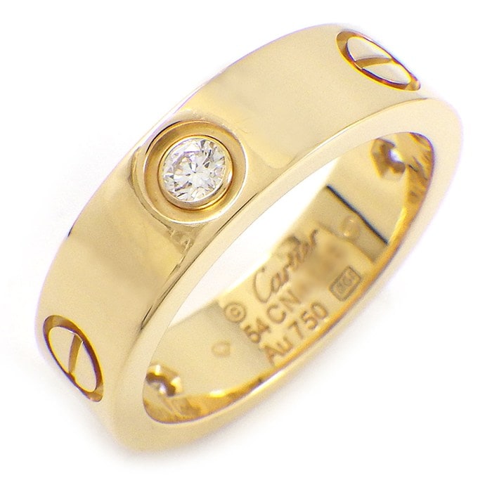 カルティエ Cartier リング ラブ クラシックモデル B4032454 3ポイント ダイヤモンド 0.23ct K18YG 14号 / #54 【中古】