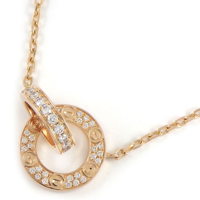 カルティエ Cartier ネックレス ラブサークル B7224528 パヴェ 48ポイント ダイヤモンド 計0.30ct K18PG 【中古】