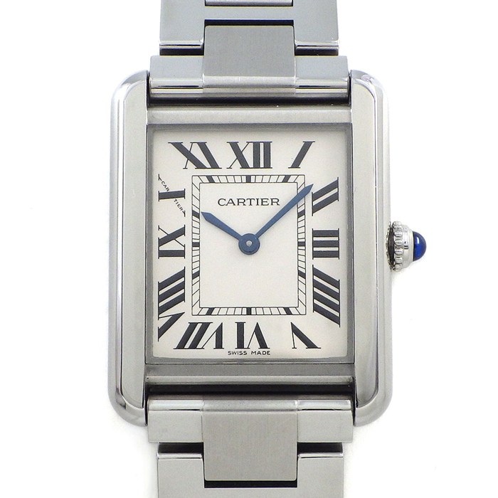 カルティエ Cartier 腕時計 タンク ソロ SM W5200013 レクタンギュラー シルバー文字盤 SS クオーツアナログ 【箱・保付き】 【中古】