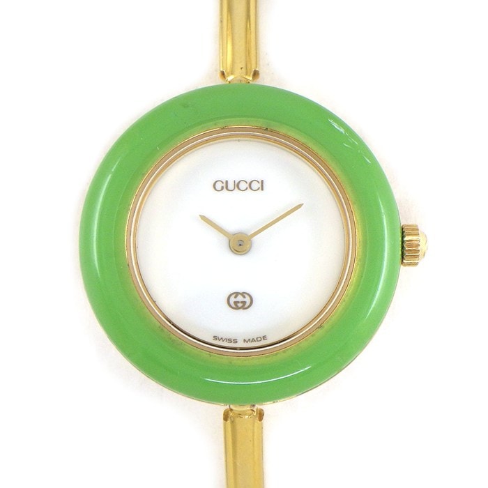 グッチ GUCCI 腕時計 チェンジベゼル 11/12 マルチカラーベゼル 全12色 ホワイト文字盤 GP クオーツアナログ 【中古】