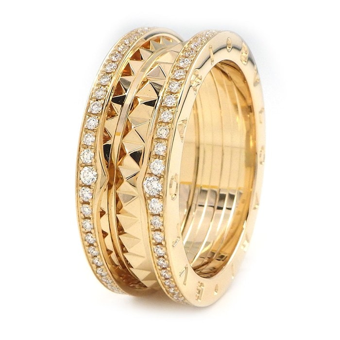 ブルガリ BVLGARI リング B-zero1 ビーゼロワン ロック 358047 2バンド ダイヤモンド 計0.59ct K18YG 19.5号 / #60 【中古】